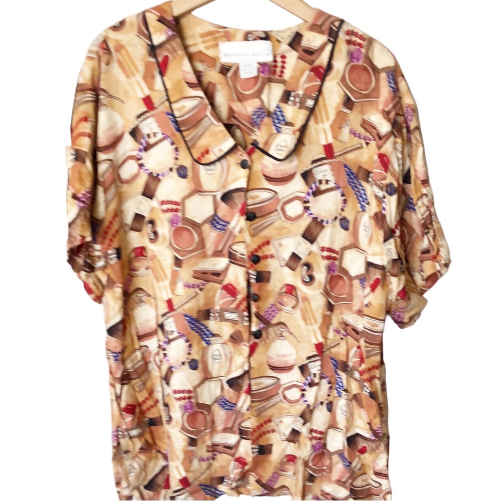 Kathryn Deene New York button front nostalgic-style cosmetic allover pri…
